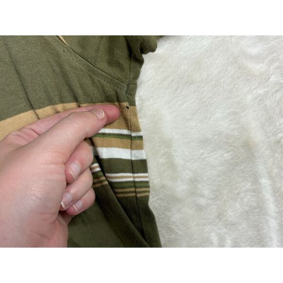 Kirra Shirt Mens Size XL Green White Striped Short Sleeve Polo Rugby Preppy Surf - Picture 7 of 8